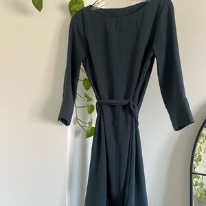 Vintage Black Long-Sleeve Tie-Waist Dress